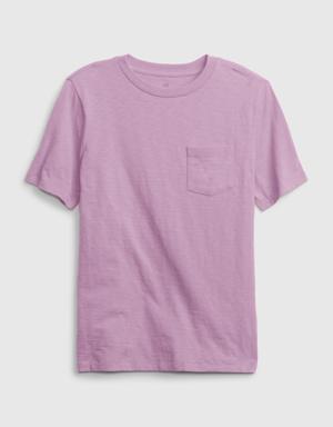 Kids Organic Cotton Pocket T-Shirt purple