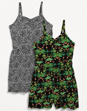 Printed Jersey-Knit Cami Romper 2-Pack for Girls white