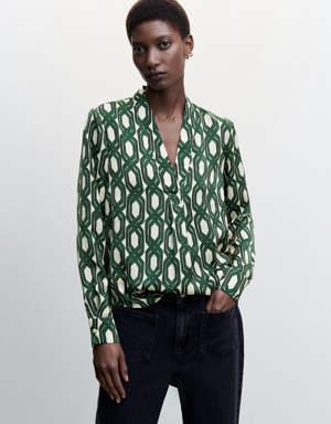 Geometric-print blouse