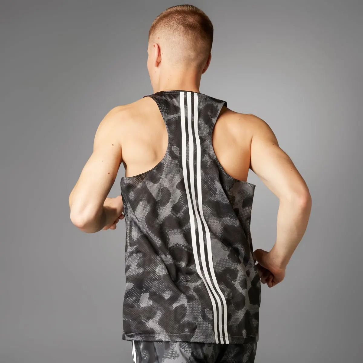 Adidas Own the Run 3-Stripes Allover Print Singlet. 2