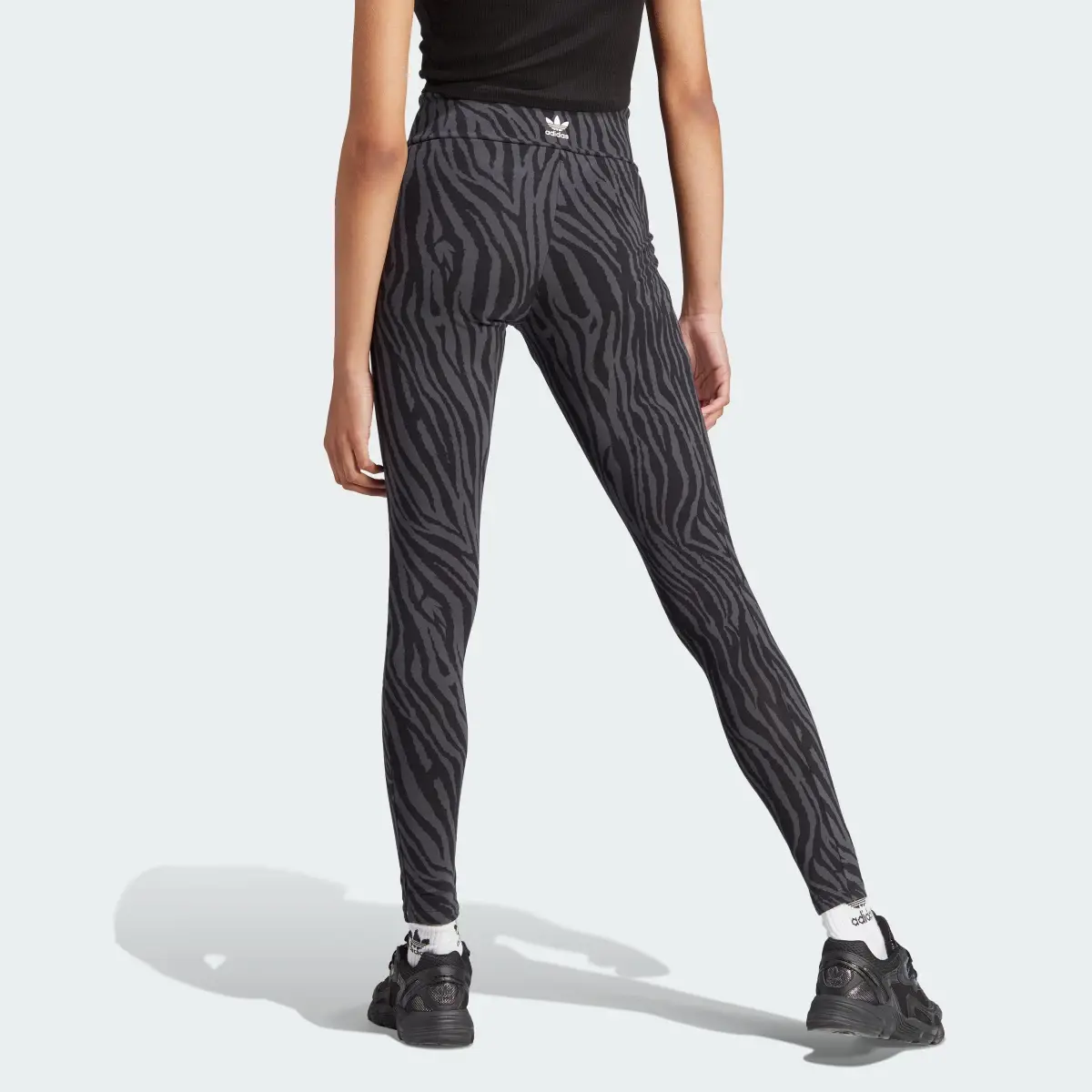 Adidas Allover Zebra Animal Print Essentials Leggings. 2