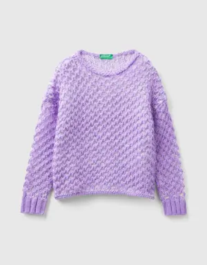 sweater with jacquard mesh