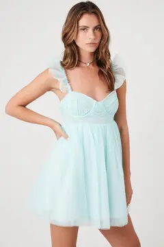 Forever 21 Forever 21 Butterfly Sleeve Babydoll Dress Powder Blue. 2 Forever 21 Forever 21 Butterfly Sleeve Babydoll Dress Powder Blue. 2