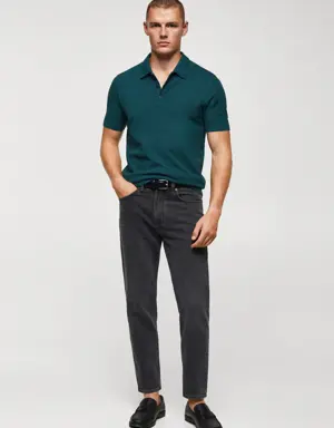 Structured knit cotton polo