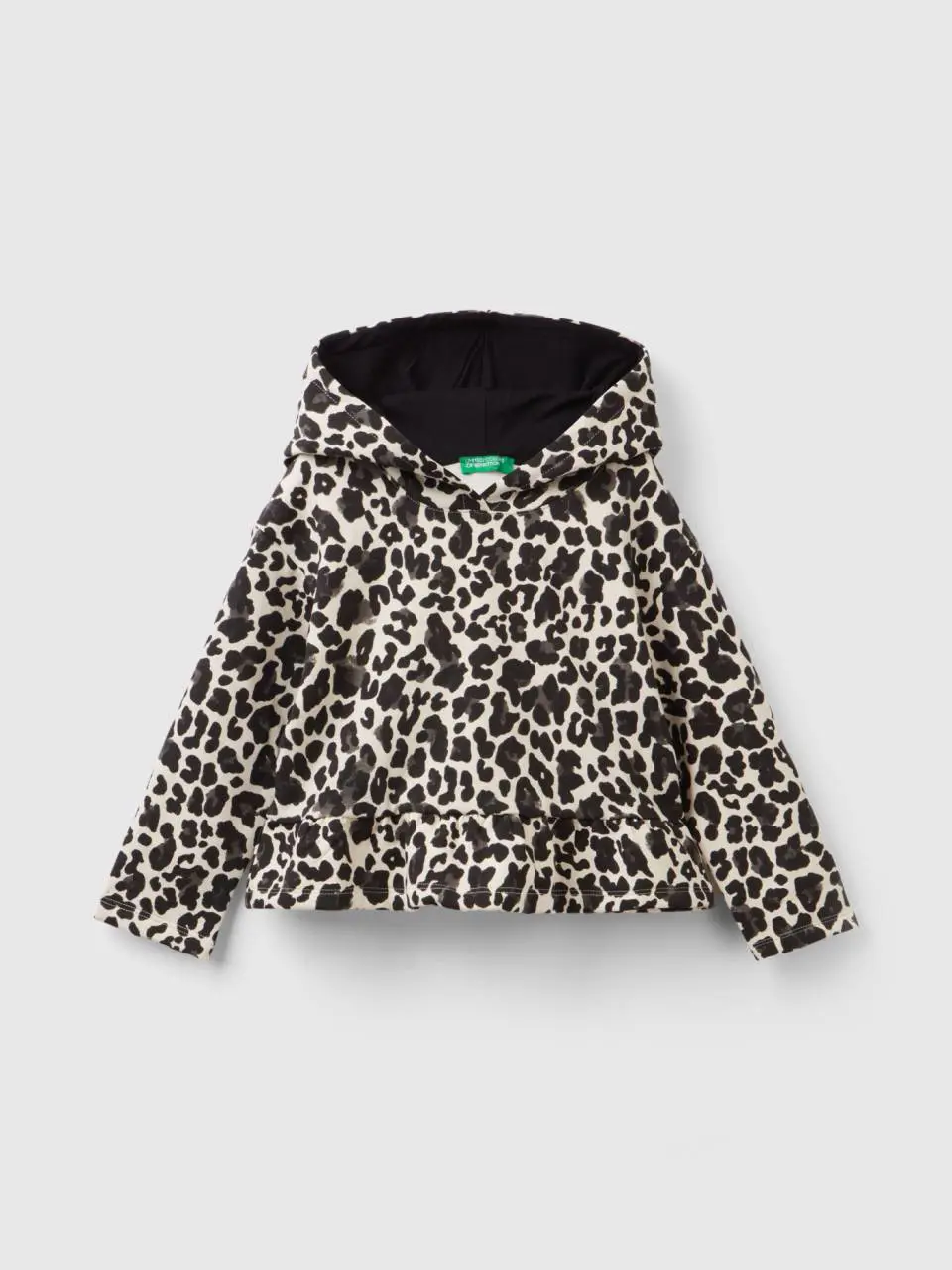 Benetton animal print sweatshirt with frill. 1