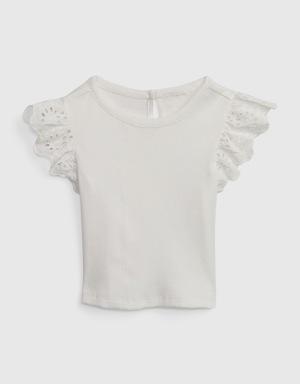 Toddler Rib Flutter Top white