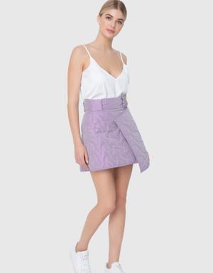 Asymmetrical Cut Quilted Lilac Skirt