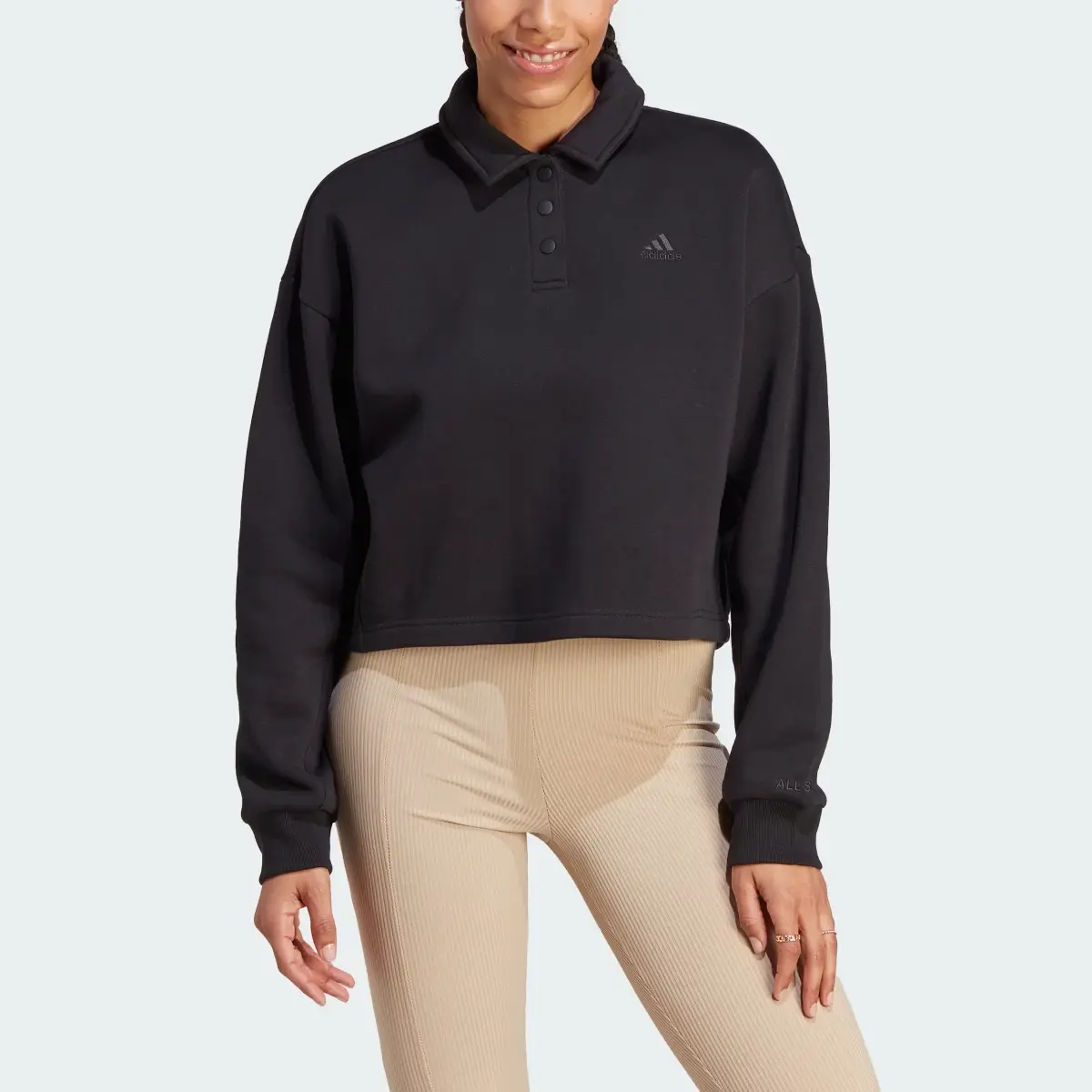 Adidas All SZN Fleece Graphic Polo Sweatshirt. 1