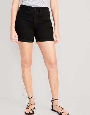 High-Waisted OG Straight Jean Shorts for Women -- 5-inch inseam black