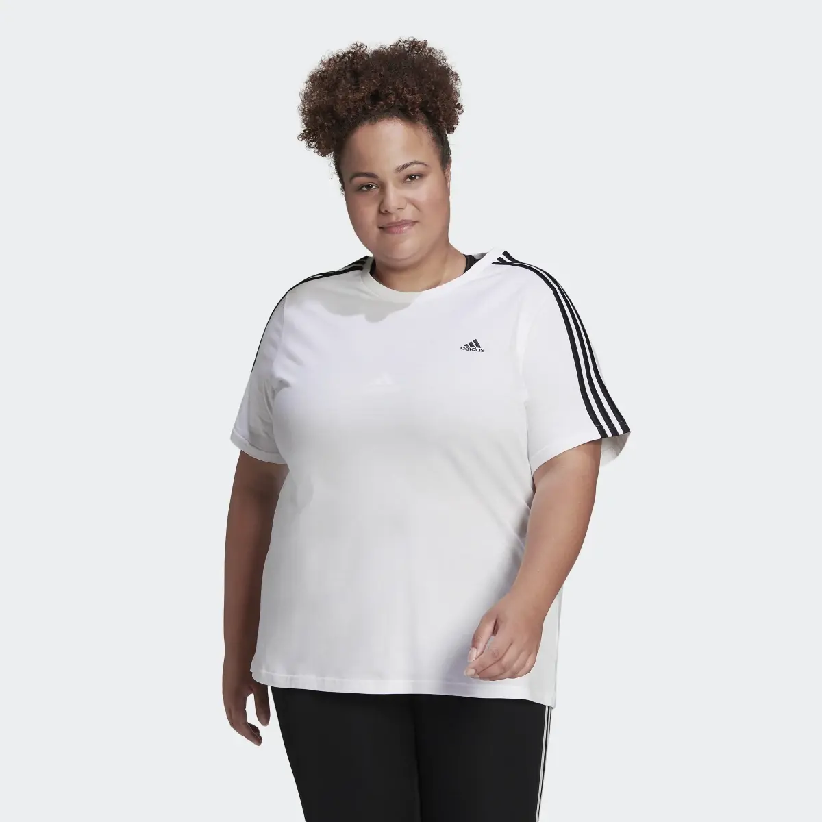 Adidas Essentials Slim 3-Stripes T-Shirt (Plus Size). 2