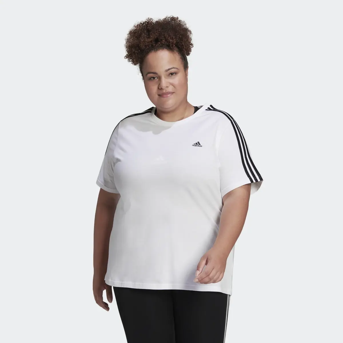 Adidas Essentials Slim 3-Stripes Tee (Plus Size). 2