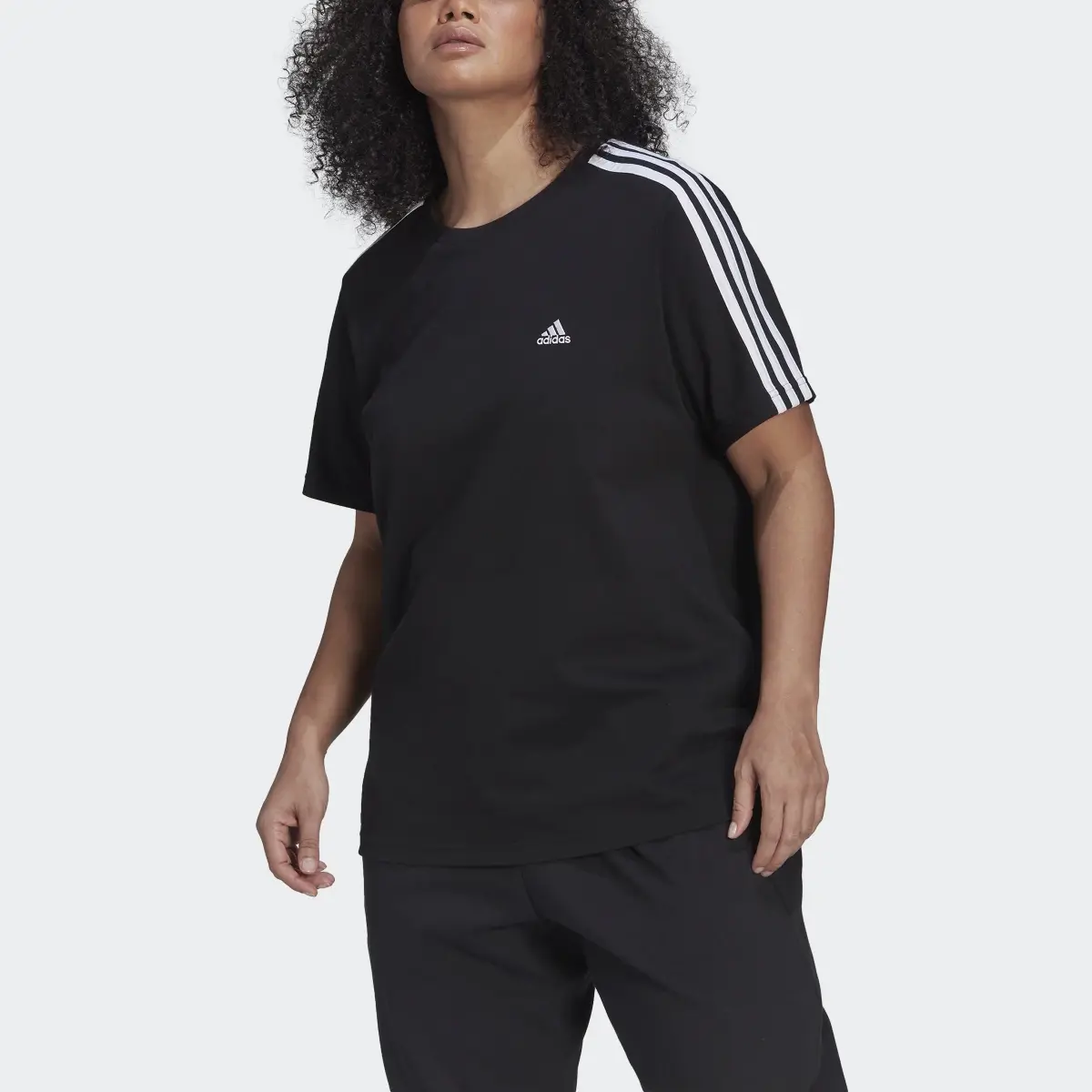 Adidas Essentials Slim 3-Stripes T-Shirt (Plus Size). 1