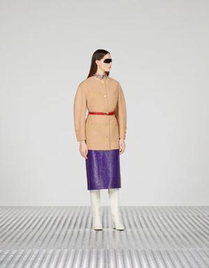 Belted crêpe wool-silk jacket
