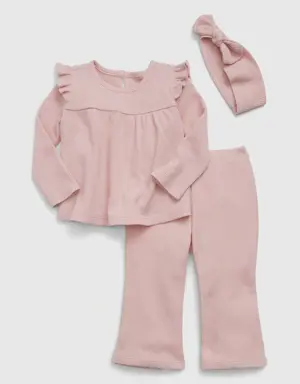 Baby Organic Cotton Waffle Outfit Set pink