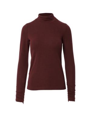 Stand-up Collar Red Knitwear Blouse