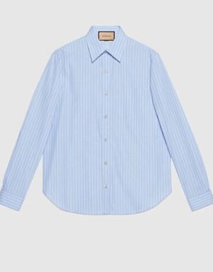 Striped cotton shirt with pocket