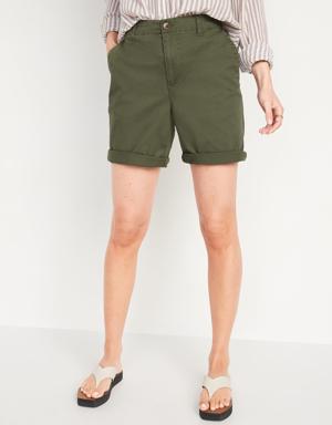 Old Navy High-Waisted OGC Pull-On Chino Shorts -- 7-inch inseam green