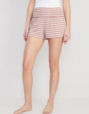 Old Navy Mid-Rise UltraLite Foldover-Waist Rib-Knit Lounge Shorts for Women -- 3-inch inseam brown