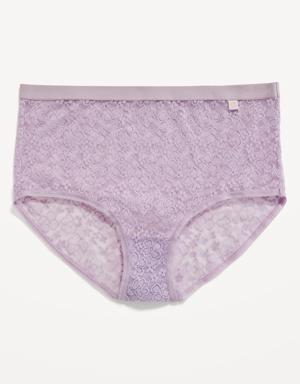 High-Waisted Lace Bikini Underwear purple
