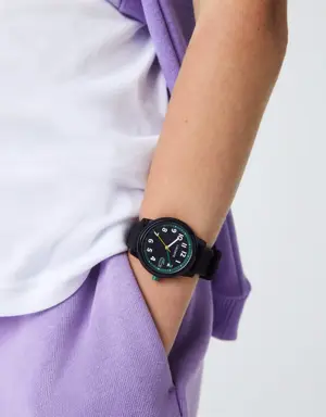 Relógio Lacoste.12.12 com pulseira de silicone preto para criança
