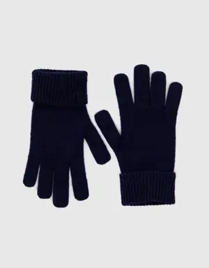 dark blue gloves in pure merino wool