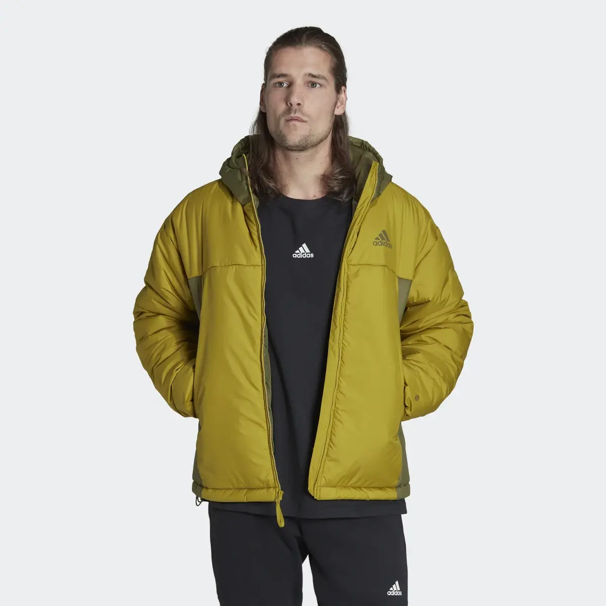 Adidas BSC 3-Stripes Puffy Hooded Jacket. 2