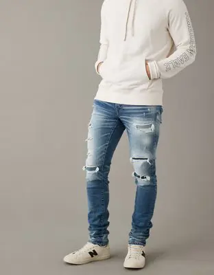 American Eagle AirFlex 360 Patched Stacked Jean. 1
