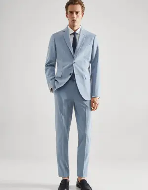 Stretch fabric slim-fit suit pants