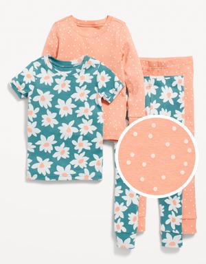 Unisex 4-Piece Printed Snug-Fit Pajama Set for Toddler & Baby multi