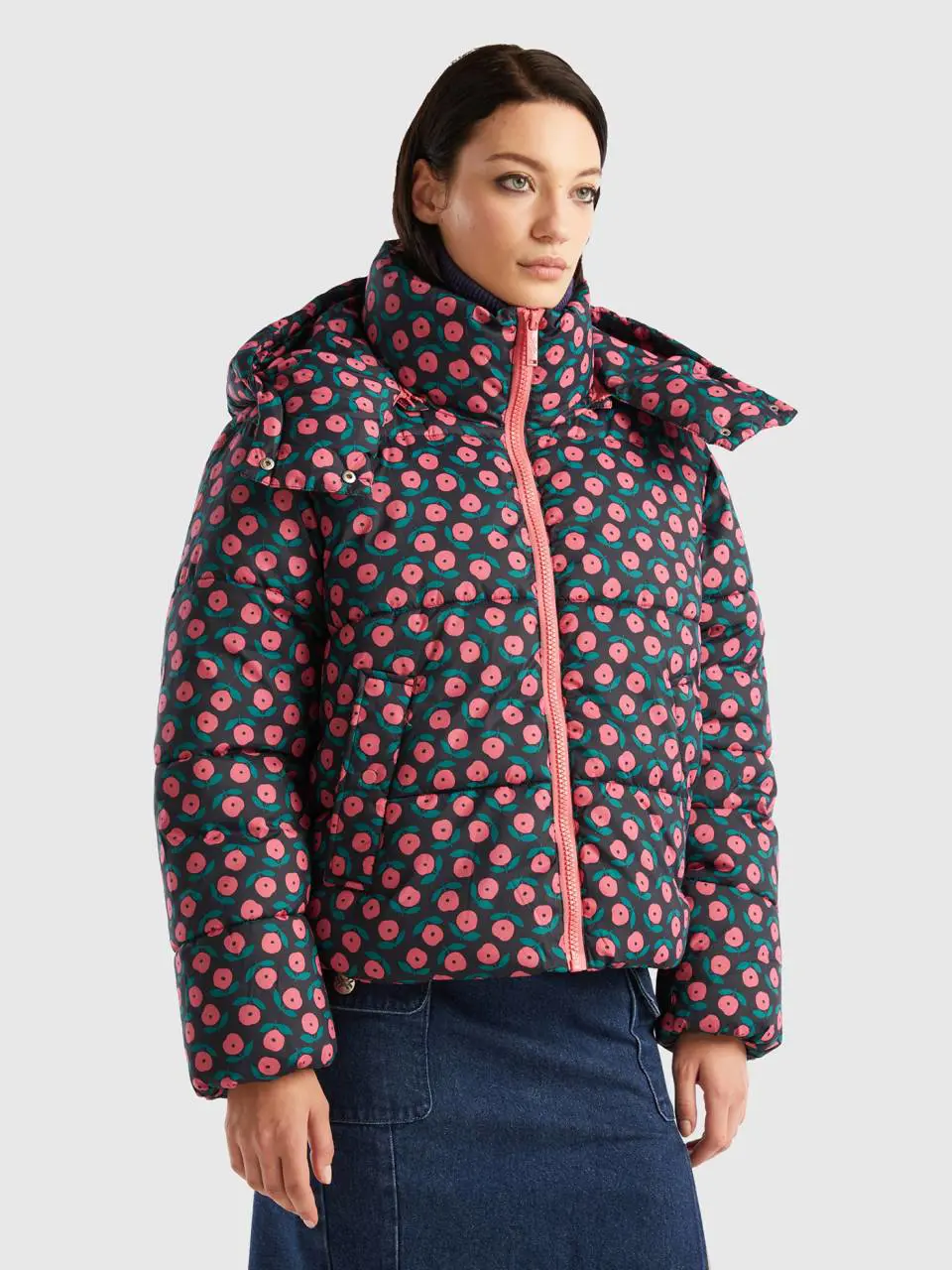 Benetton padded jacket with flower print. 1