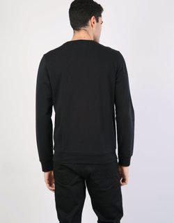Siyah Baskılı Uzun Kol Sweatshirt