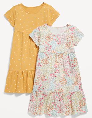 Printed Jersey-Knit Swing Dress 2-Pack for Girls pink