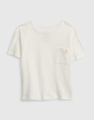 Toddler 100% Organic Cotton Mix and Match Pocket T-Shirt white