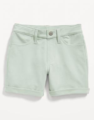 French Terry Rolled-Cuff Midi Shorts for Girls green