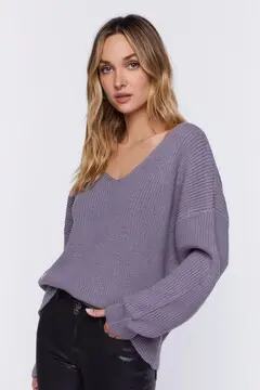 Forever 21 Forever 21 Ribbed Drop Sleeve Sweater Grey. 2