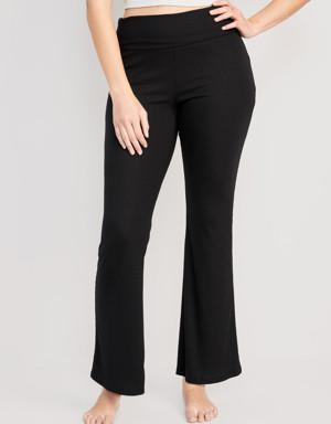 Old Navy Mid-Rise UltraLite Foldover-Waist Flare Lounge Pants for Women black