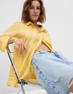 Gap Linen Boyfriend Shirt yellow