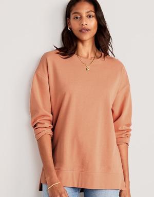Oversized Boyfriend Garment-Dyed Tunic Sweatshirt for Women