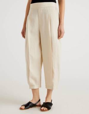 Trousers in pure linen