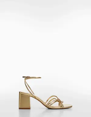 Metallic strappy heeled sandal