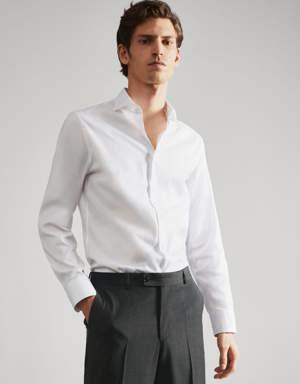 Slim Fit-Anzugshemd aus Baumwolle