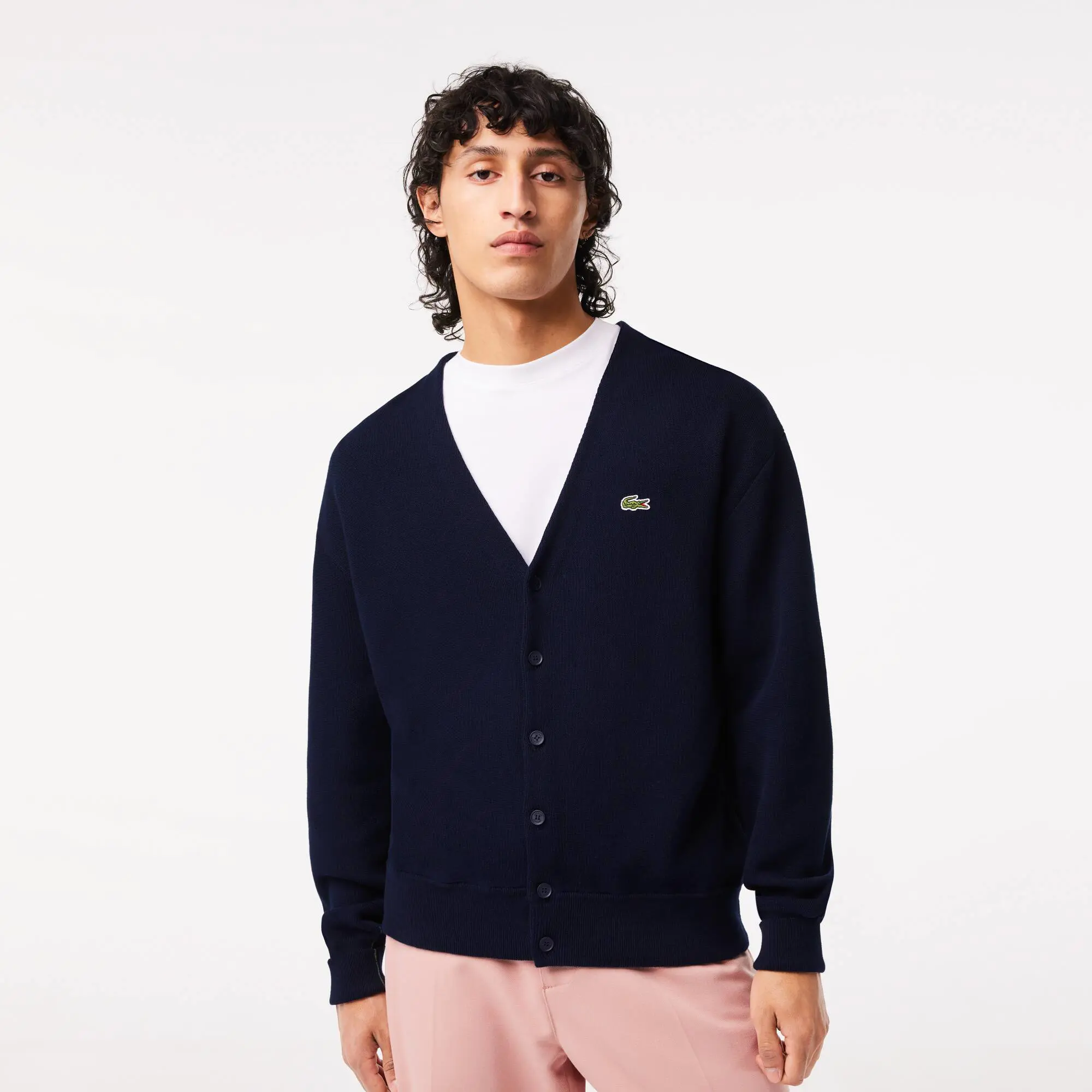 Lacoste Men’s Lacoste V-neck Organic Cotton Cardigan. 1