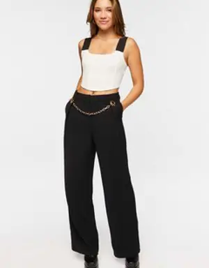 Forever 21 Toggle Chain High Rise Trousers Black