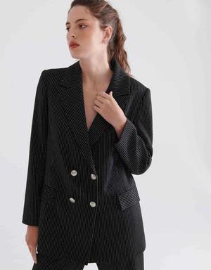 Workaholic Buttoned Striped Women's Jacket