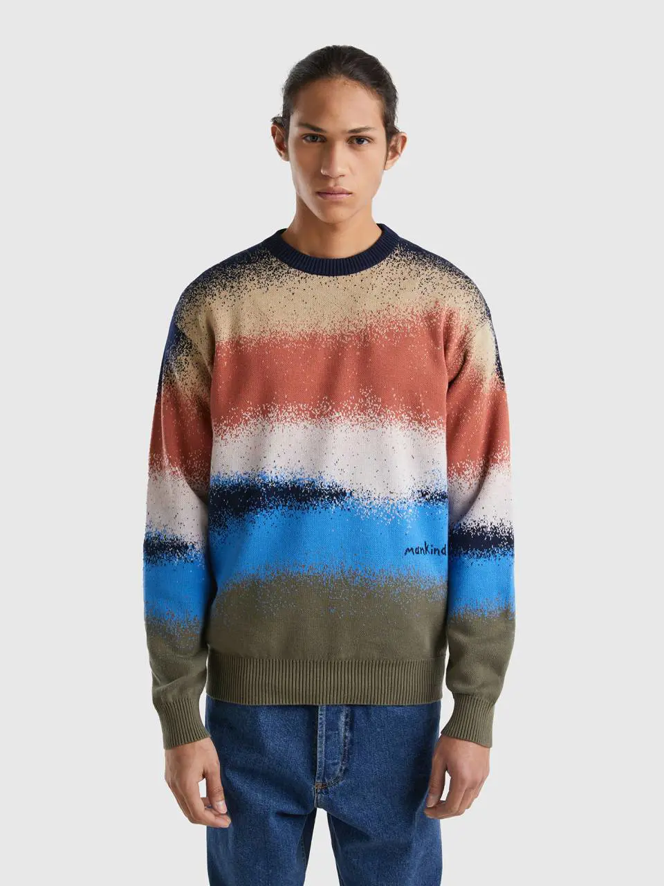 Benetton sweater with spray paint effect print. 1