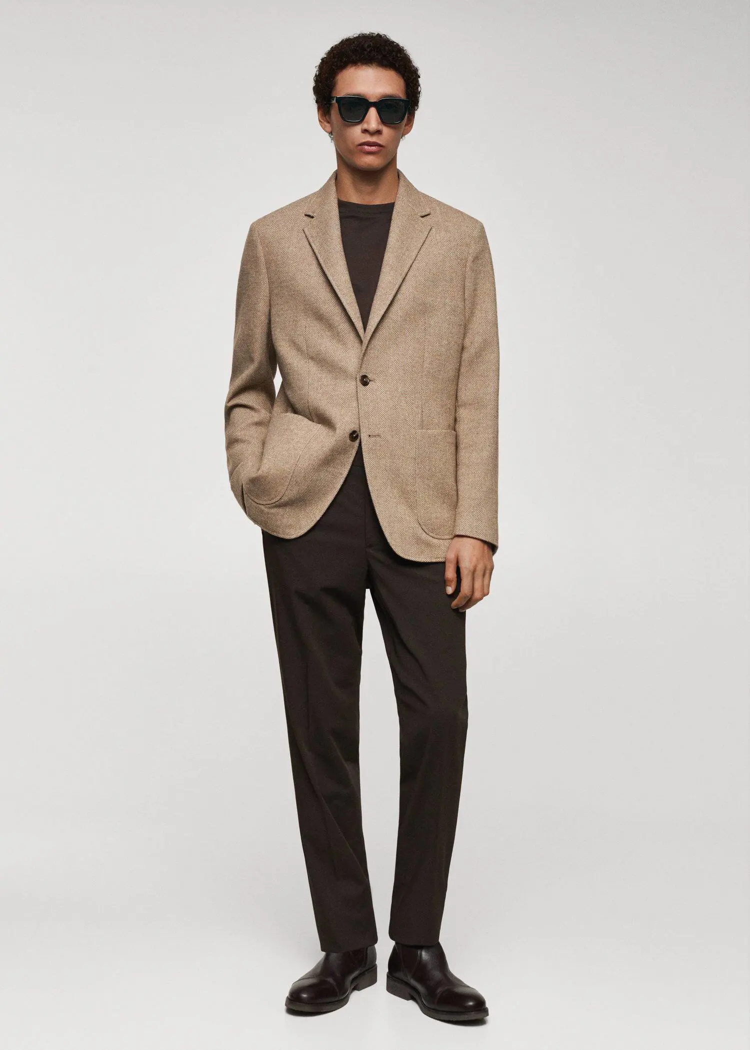 Mango Slim-fit herringbone wool suit jacket. 2
