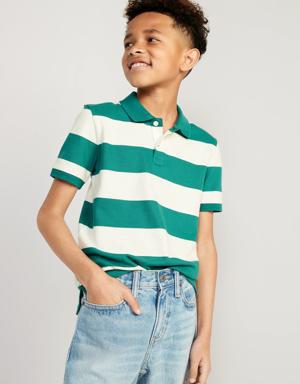 Striped Short-Sleeve Rugby Polo Shirt for Boys blue