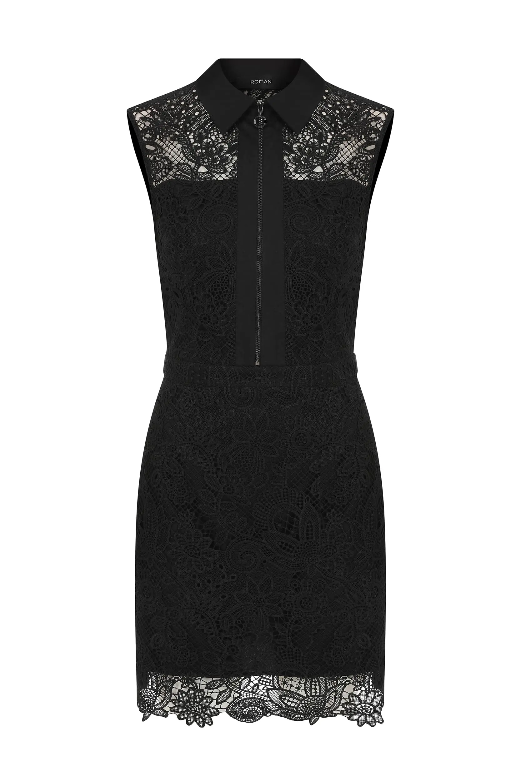 Roman Diva Lace Detailed Black Cocktail Dress - 4 / Black. 1