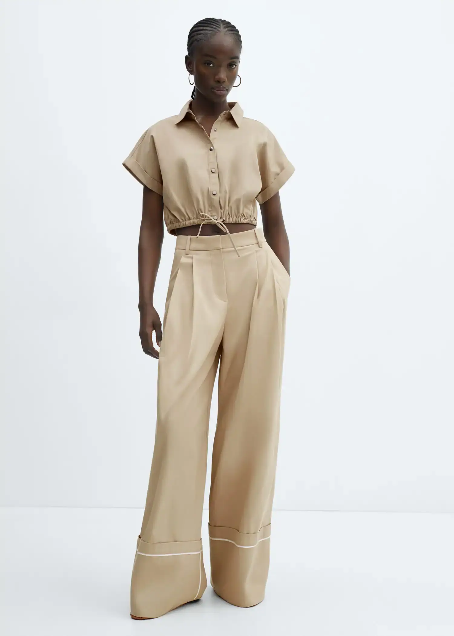 Mango Cotton pleated trousers. 1