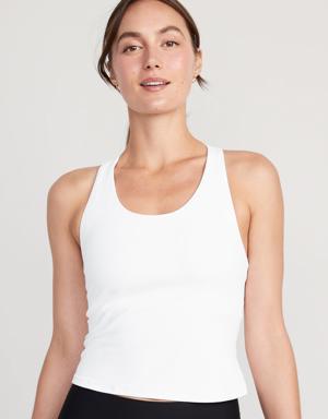 Old Navy PowerSoft Cropped Racerback Tank Top white